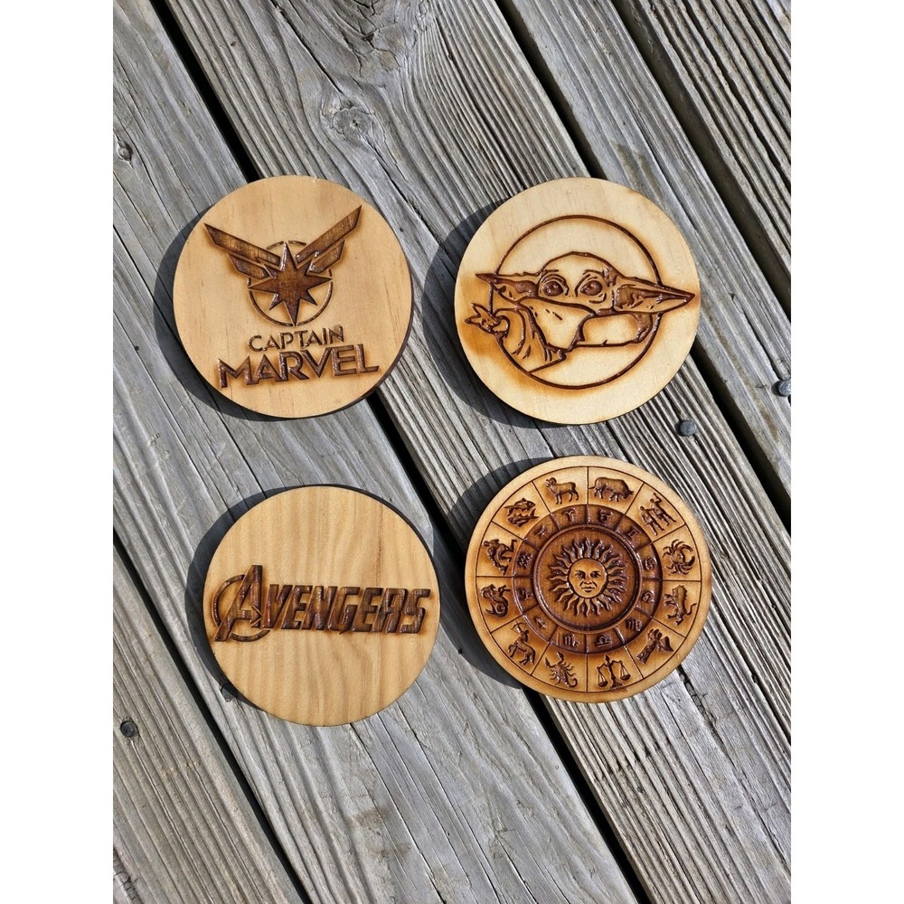 Handcarved‎ Wooden Coasters
